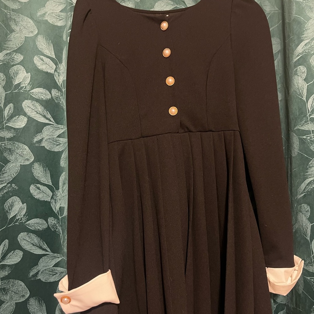 Button front dress pleated